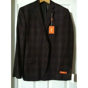 350.00 TALLIA MENS NEW BROWN 100%WOOL SPORT COAT JACKET BLAZER SIZE:42R